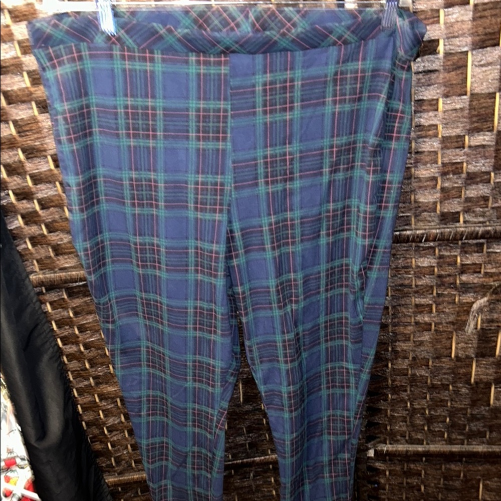 Torrid Blue and Red Leggings Cozy Plaid Design 3x plus